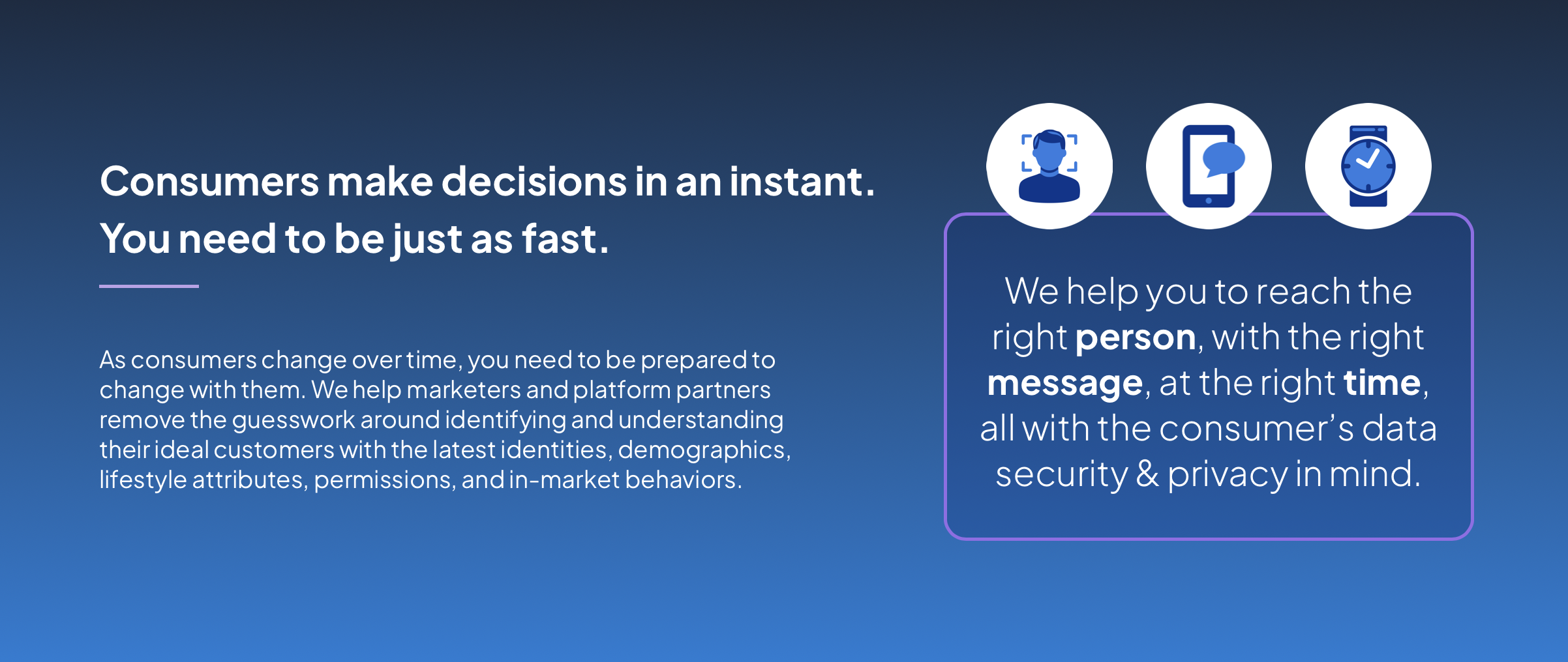 VMS website — Consumers make decisions in an instant content block